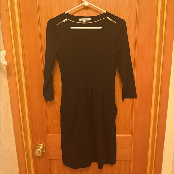 BODEN Black Janie Knit Zipper Detail A-line Pocketed Dress-SZ. 6R - Picture 3 of 10